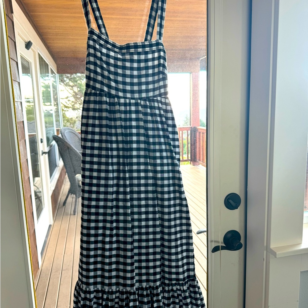 J Crew black and white gingham sundress empress waist - size 6 - excellent